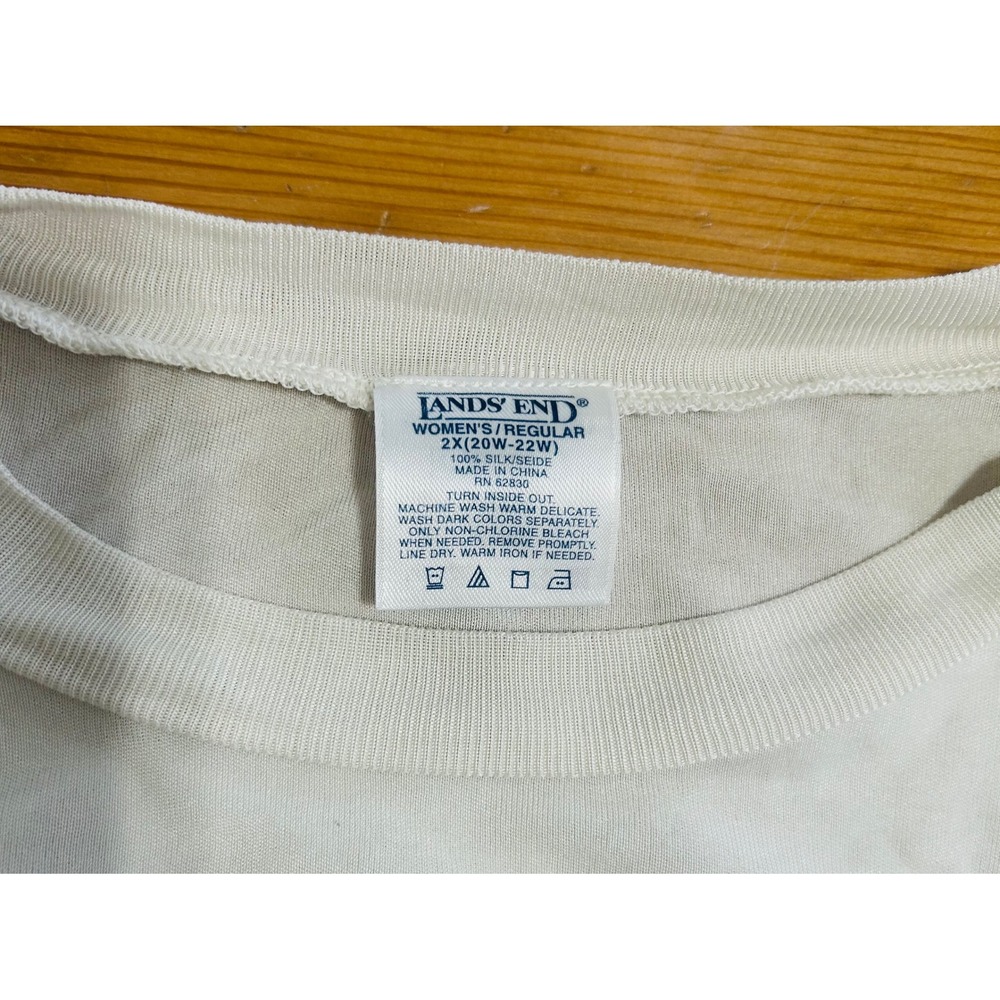 Lands End Womens 2X White 100% Silk Long Sleeve Shirt Leggings Base Layer Set - Picture 4 of 11
